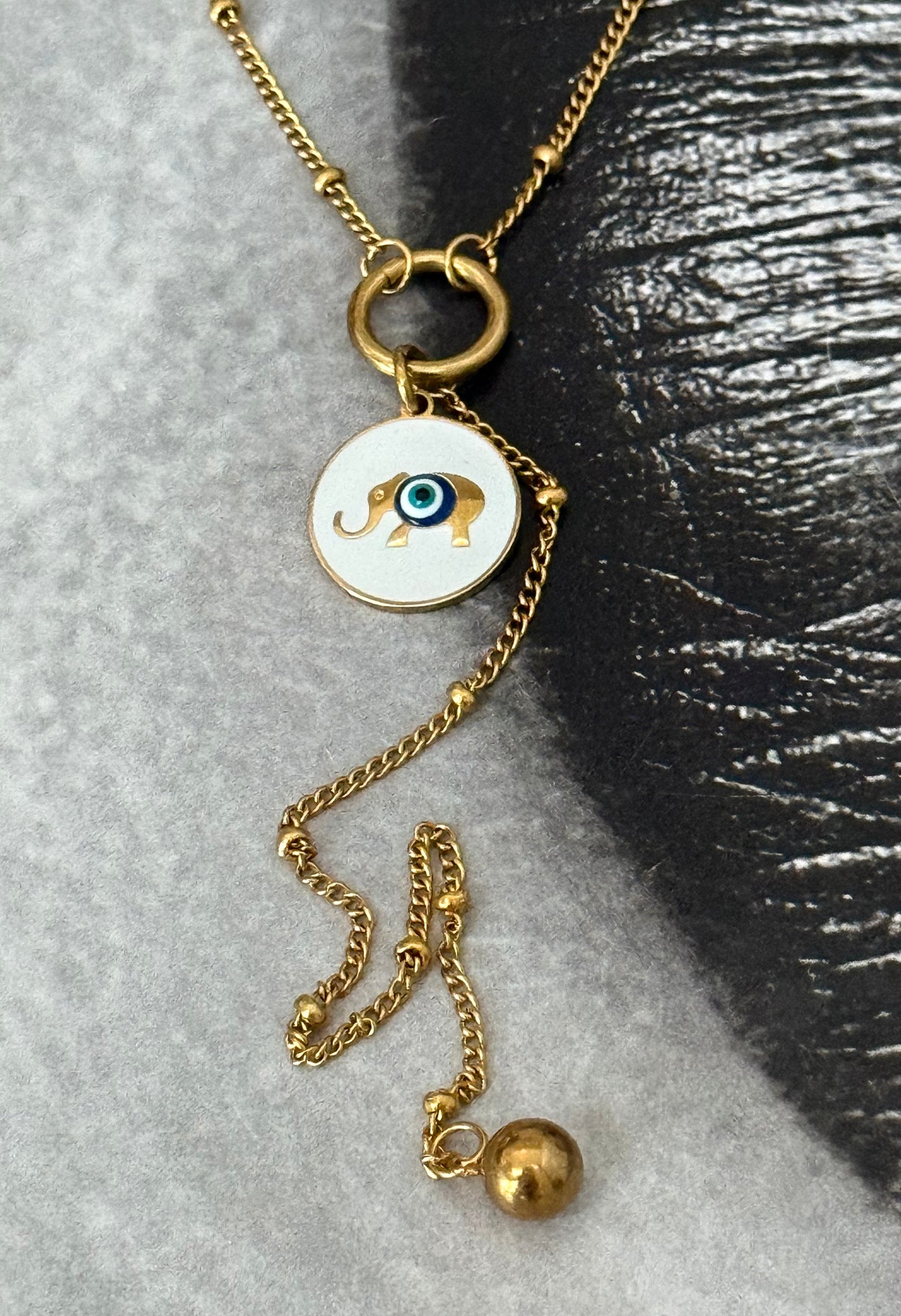 LUCKY ELEPHANT LARIAT NECKLACE