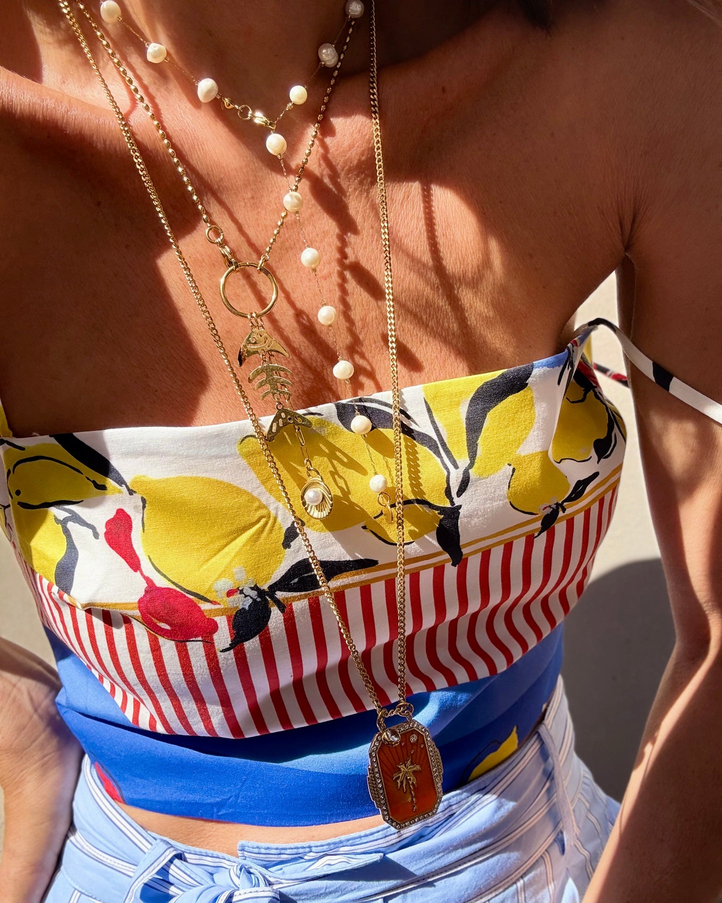 GOLDEN FISH & PEARL NECKLACE