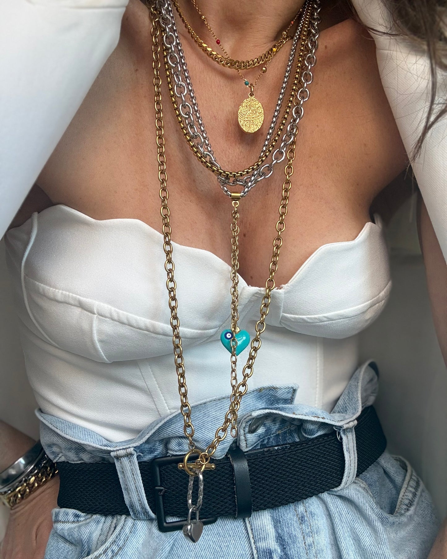 BLUE HEART DROP NECKLACE