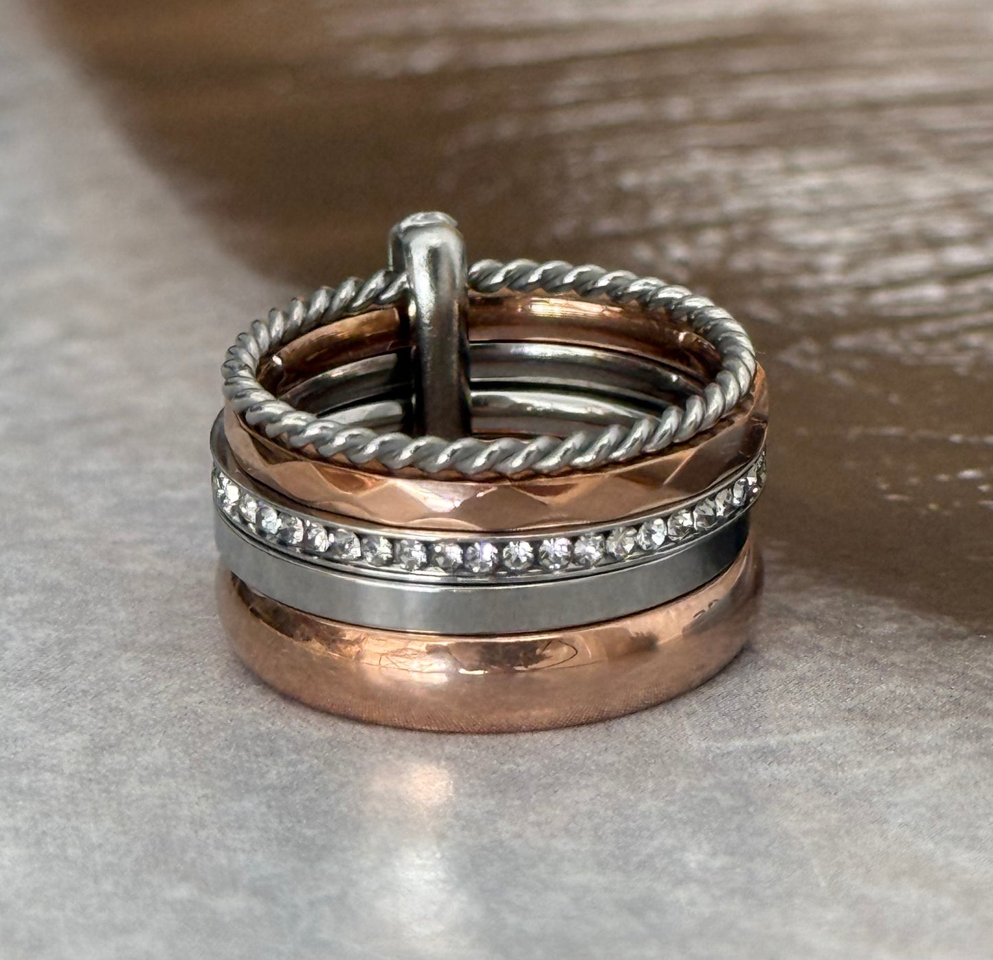 DUO ROSESILVER RING (Size 8)