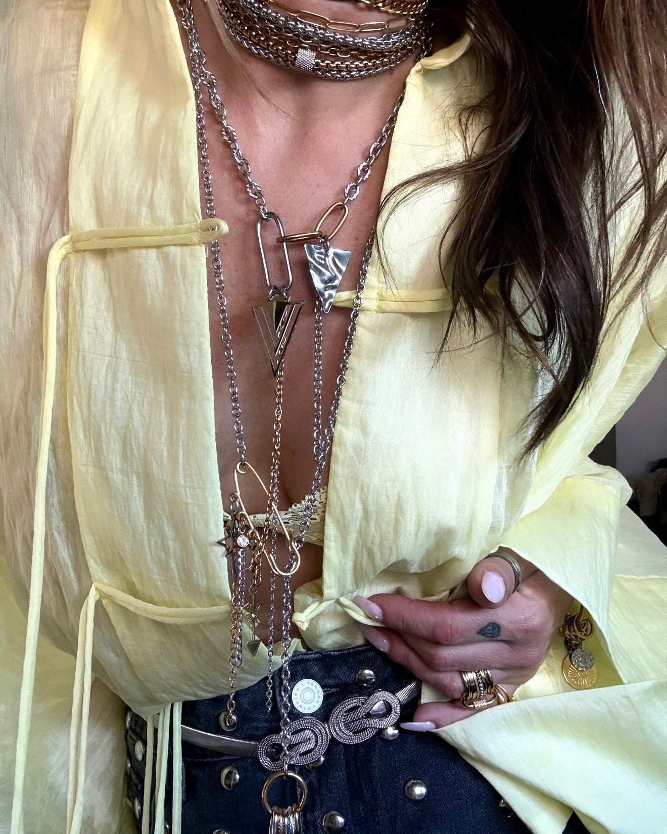 PIN & CHARMS NECKLACE