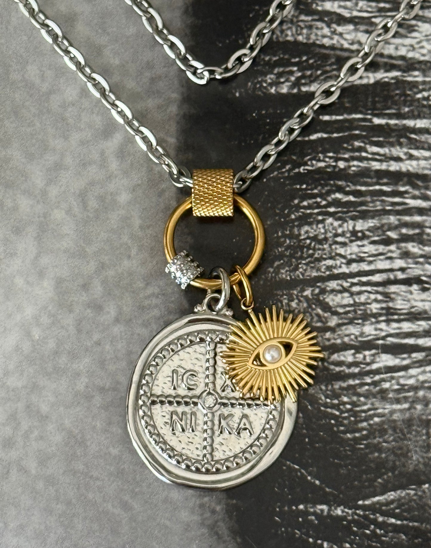 DUAL TONE COIN NECKLACE