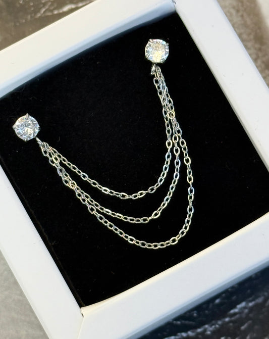 TRIPLE CHAIN SPARK - ONE PIECE EARRING