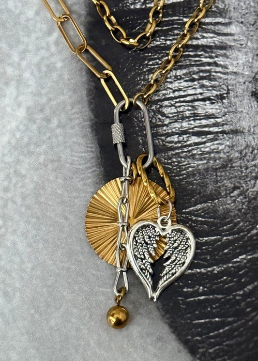 HEART & WING STATEMENT NECKLACE