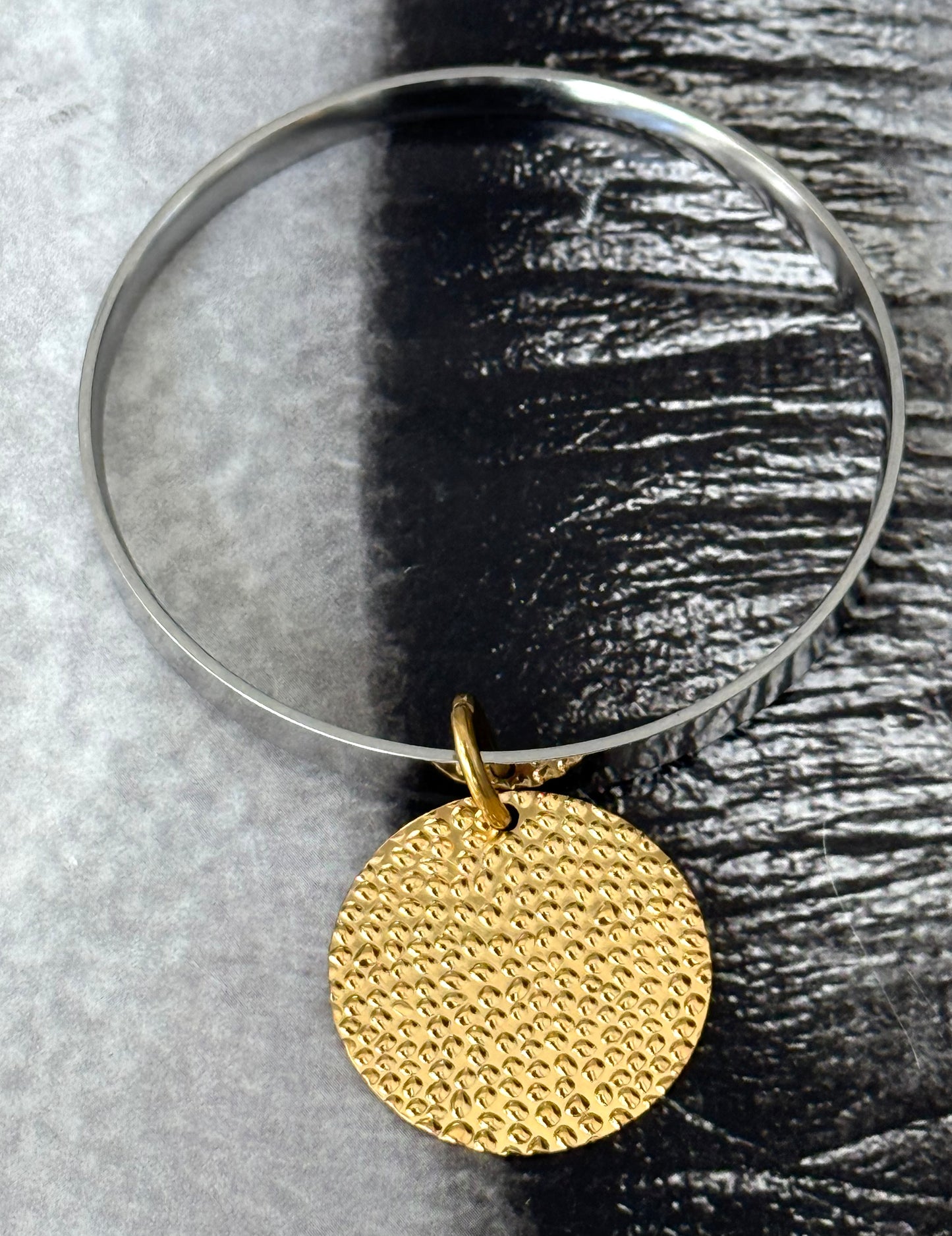 SILVER & GOLD DISC BANGLE