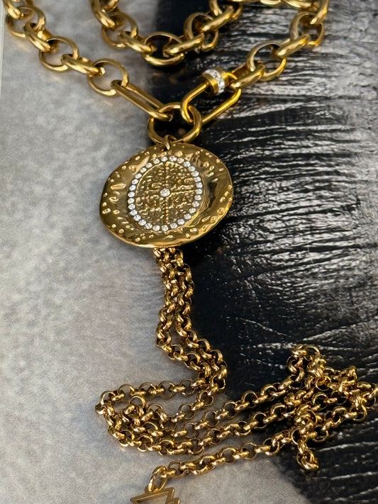 GOLDEN EMBLEM LARIAT NECKLACE