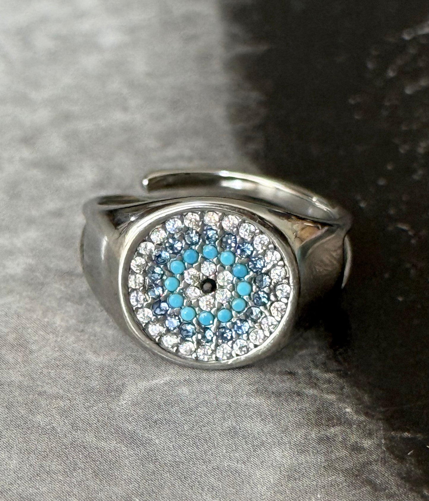 EVIL EYE SILVER GLOW RING