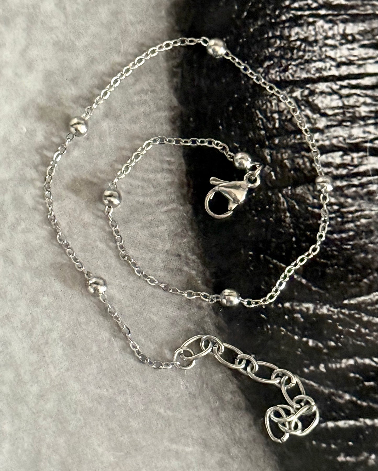 SILVER CANDY BEADS ANKLET