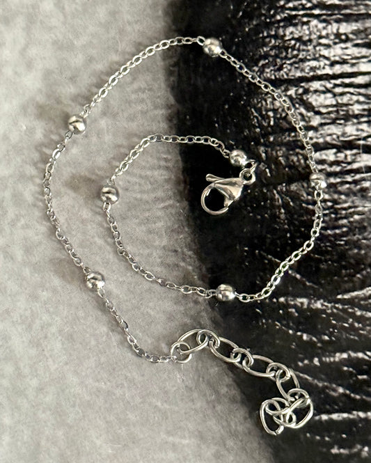 SILVER CANDY BEADS ANKLET