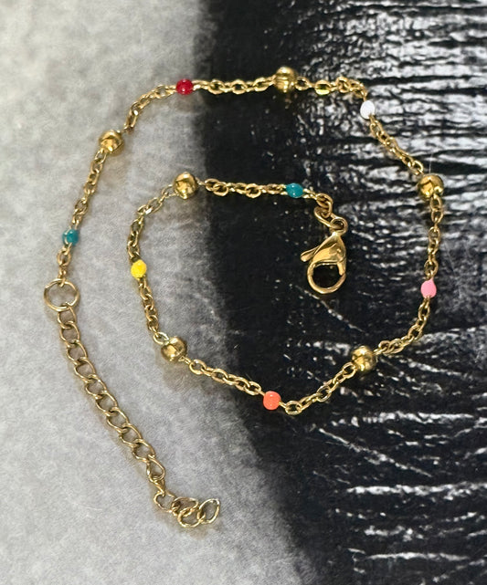 MULTICOLOR BEADS ANKLET