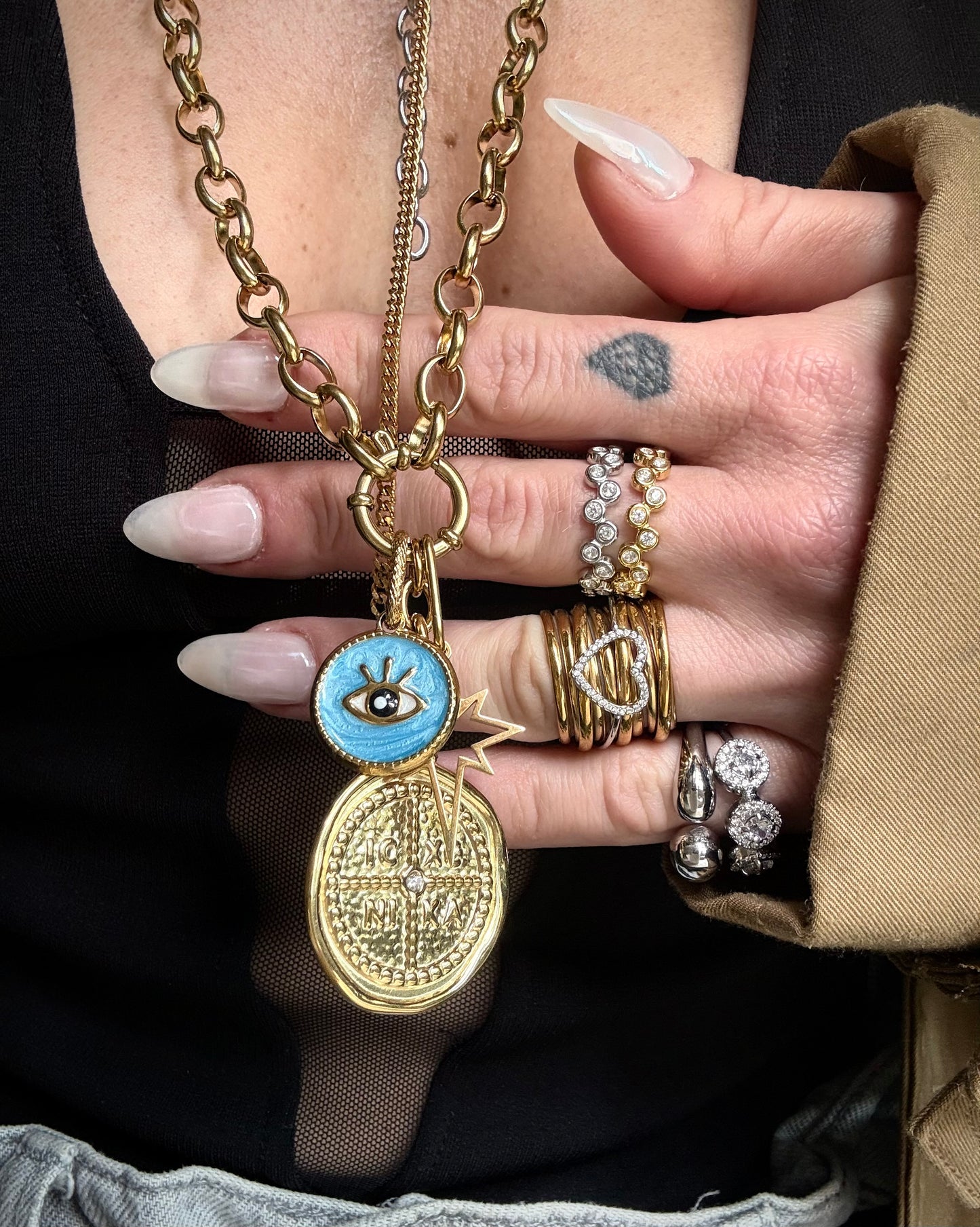GOLDEN HEART STACK RING