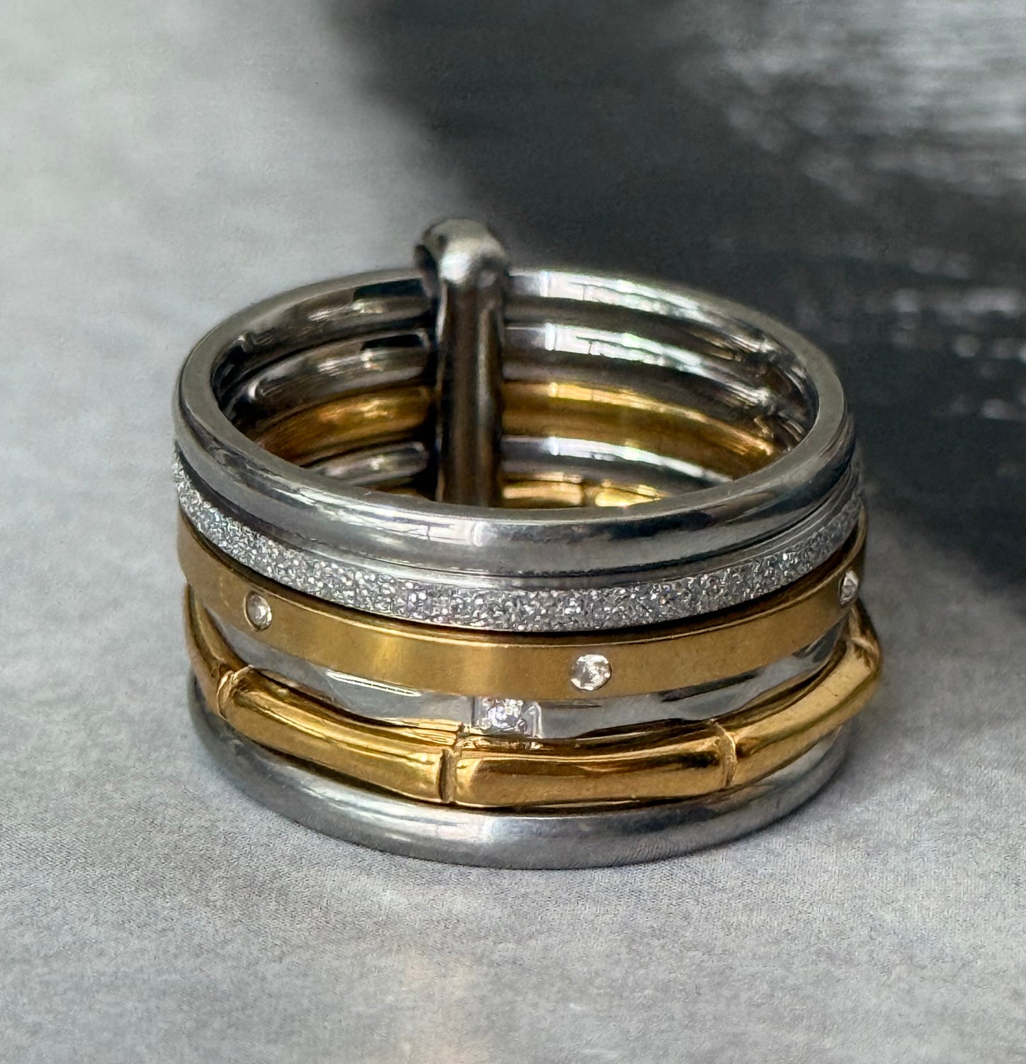 BAMBOO & SILVER RING (Size 9)