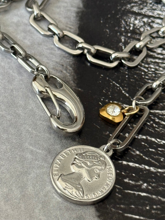 SILVER COIN CHARM CHAIN