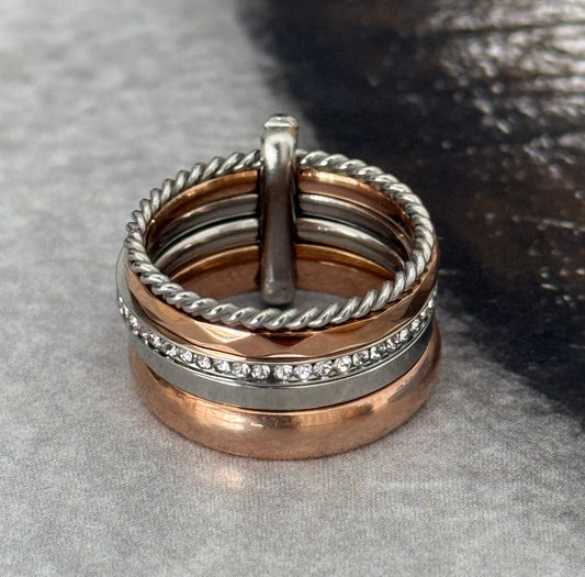 DUO ROSESILVER RING (Size 8)