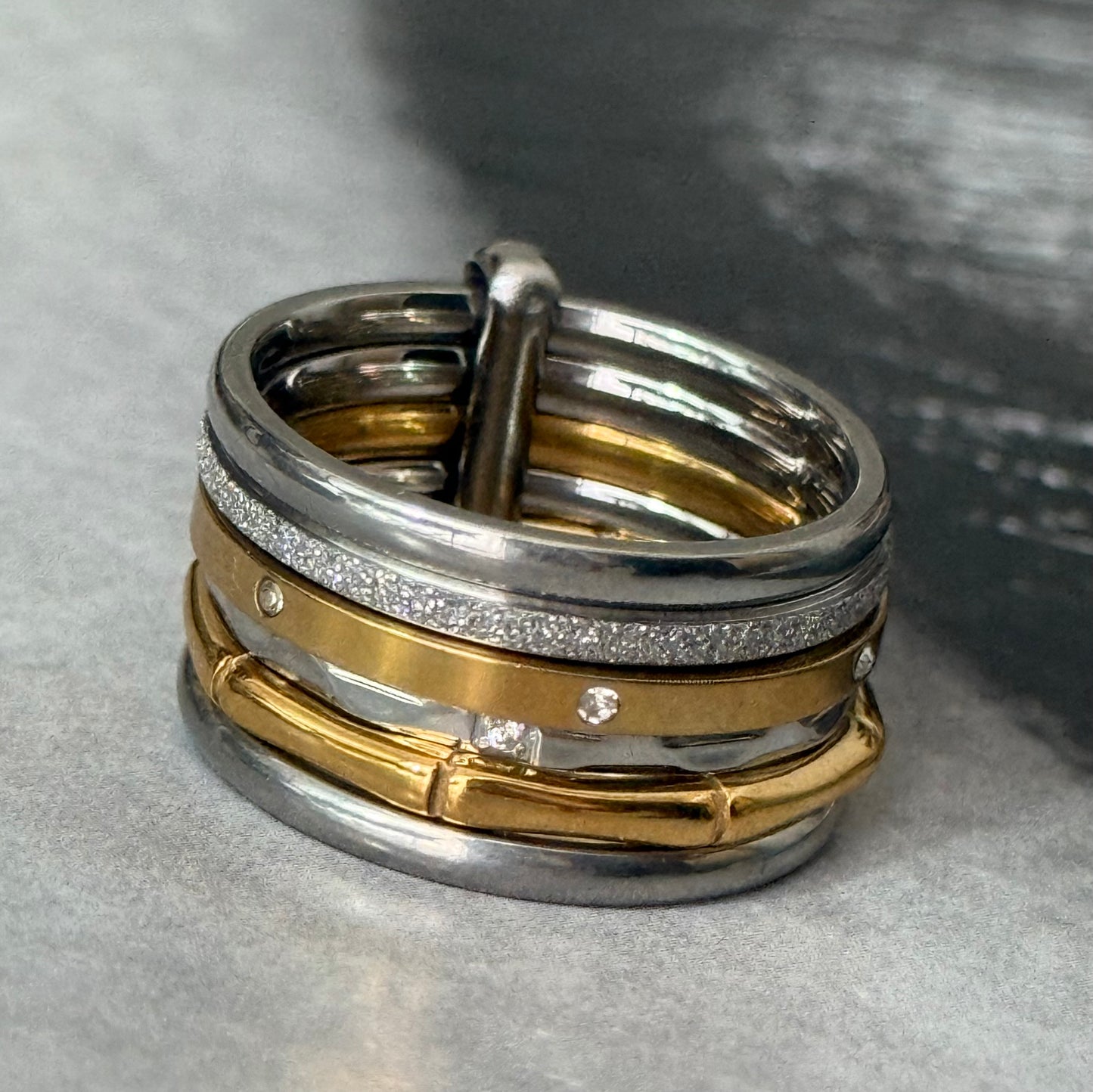 BAMBOO & SILVER RING (Size 9)