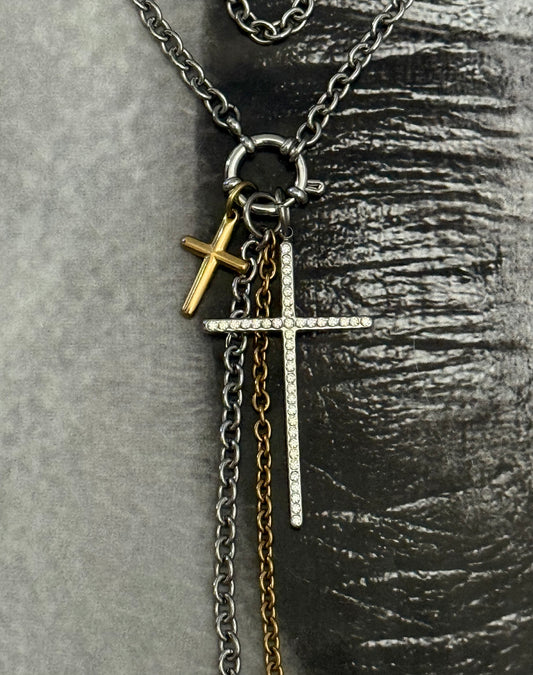 CROSS TIE LAYERED NECKLACE