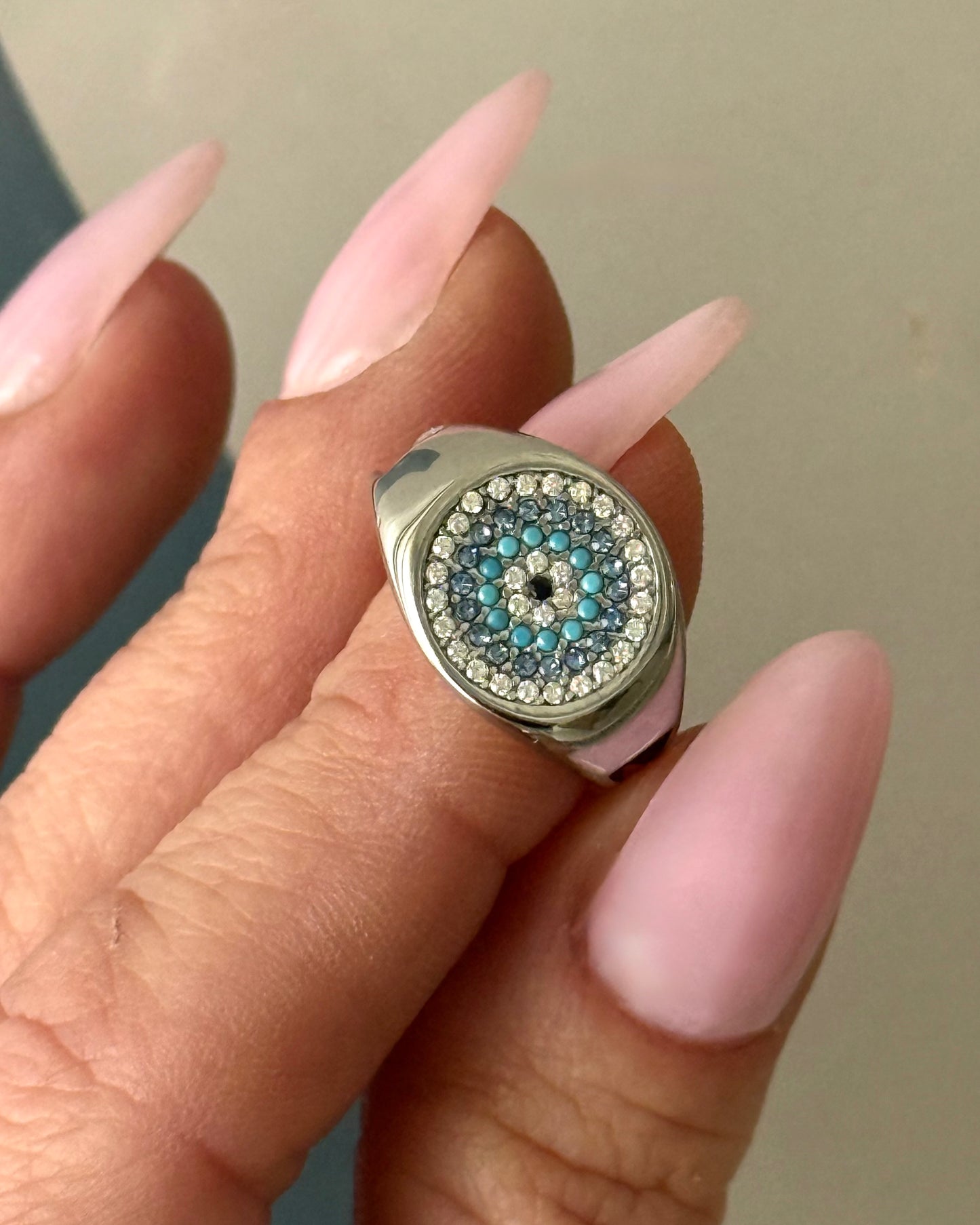 EVIL EYE SILVER GLOW RING