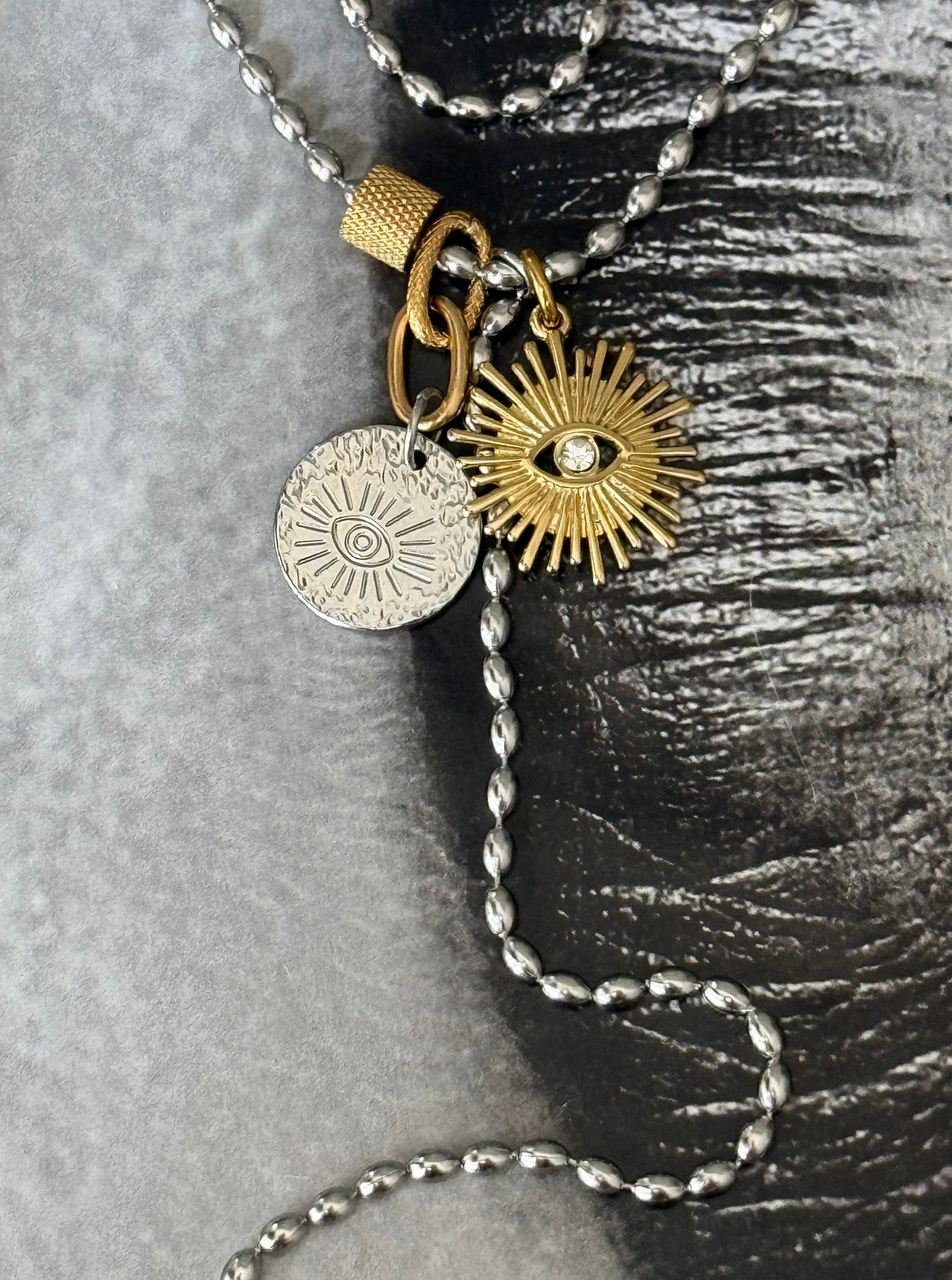 GOLD & SILVER EYE DROP NECKLACE