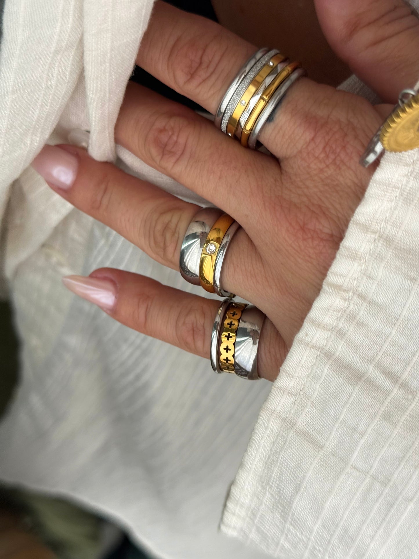 BAMBOO & SILVER RING (Size 9)