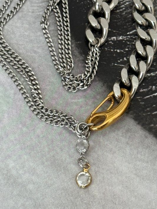 STEEL & GOLD CLASH NECKLACE