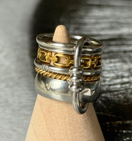 CHEVALIER SILVER BOND RING (SIZE 5)