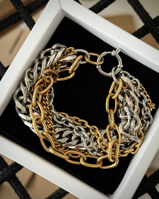 FIVE CHAINS SILVER UNITY BRACELET