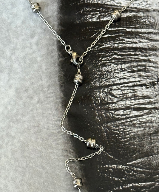 MINIMAL SILVER BEADED CHAIN NECKLACE