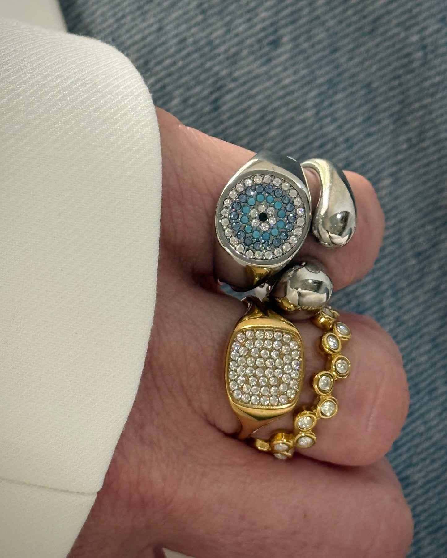 EVIL EYE SILVER GLOW RING