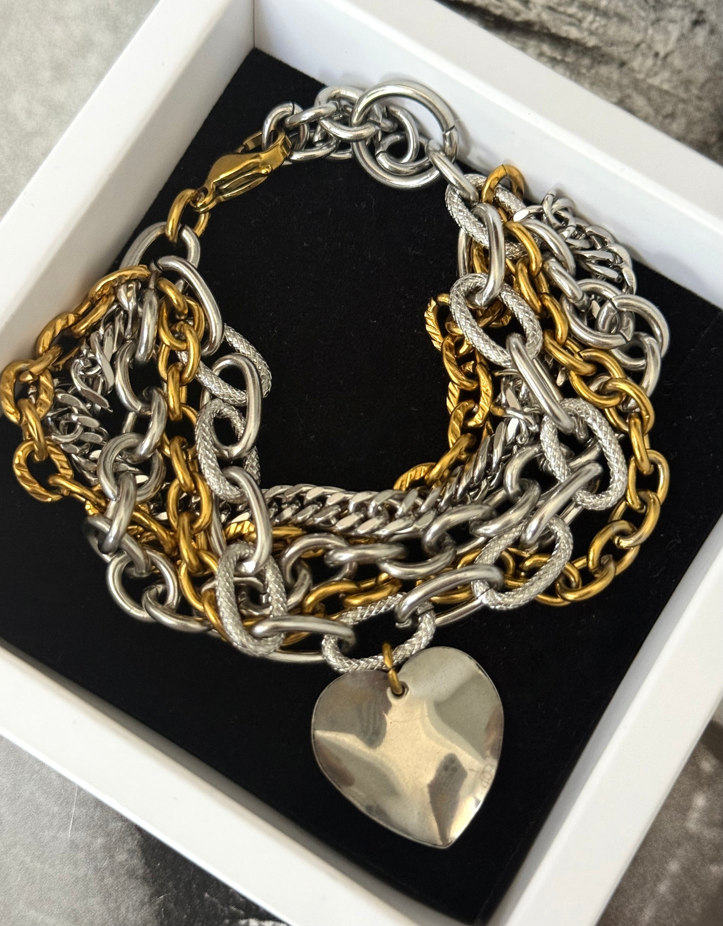 FIVE CHAINS HEART BRACELET