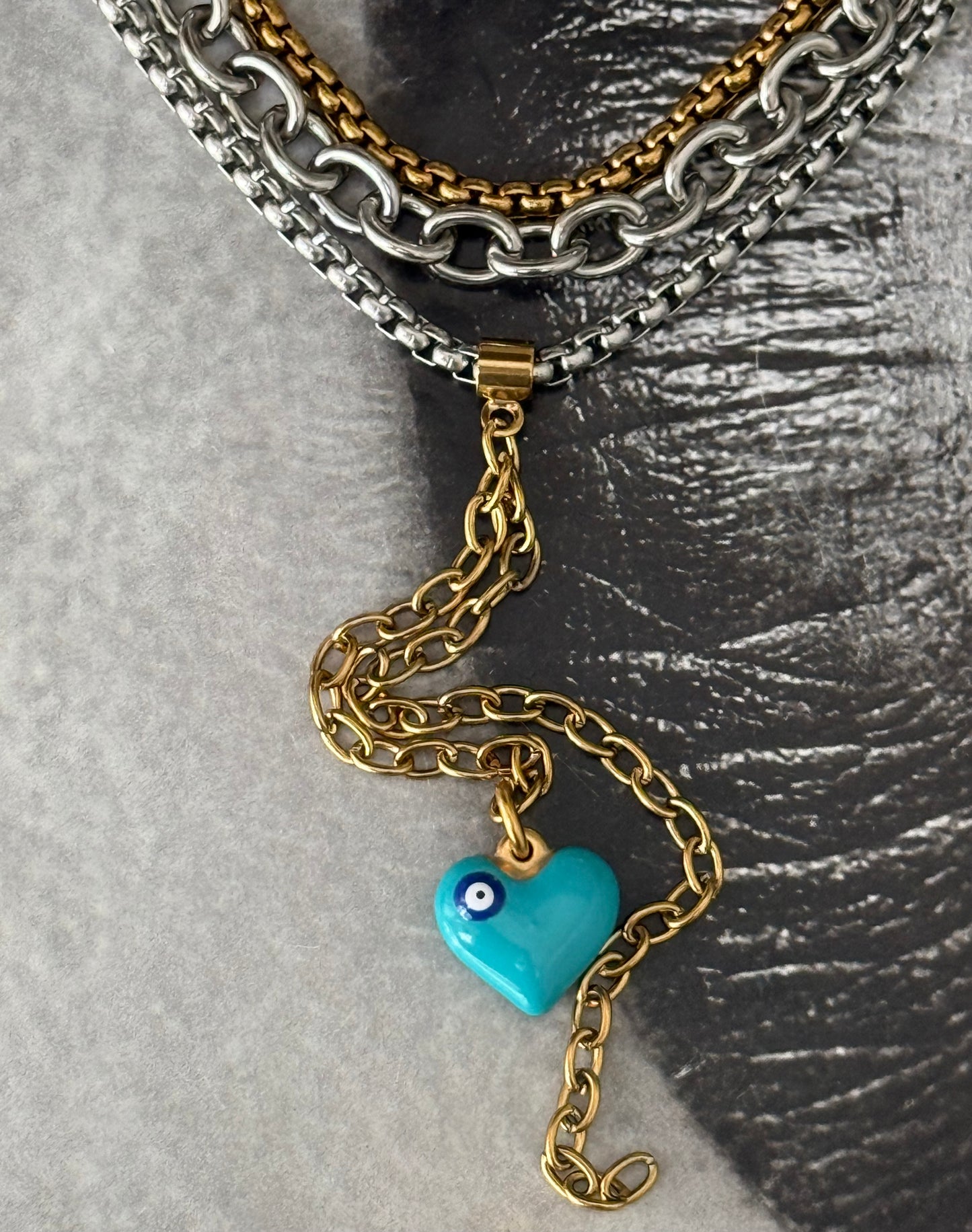 BLUE HEART DROP NECKLACE