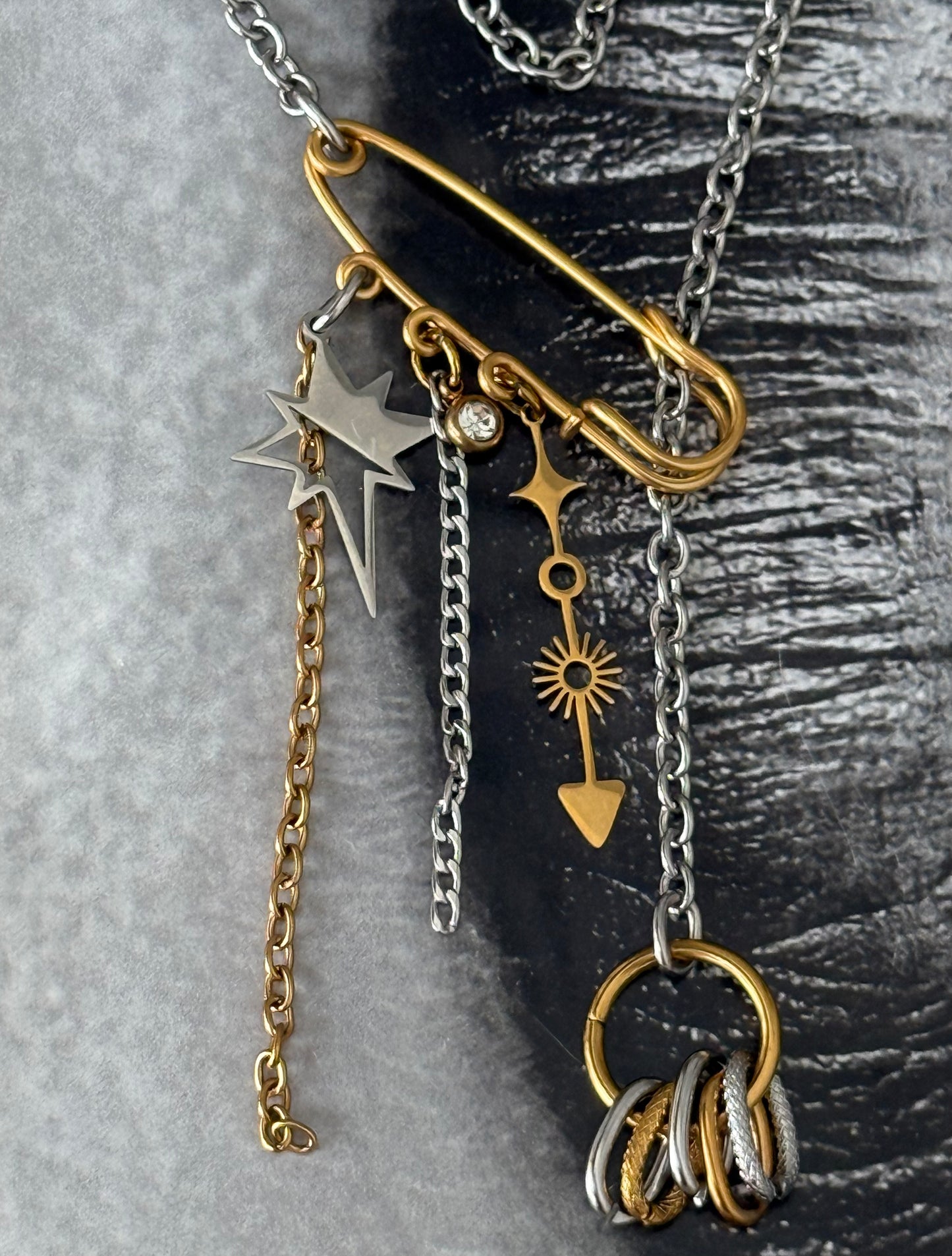 PIN & CHARMS NECKLACE