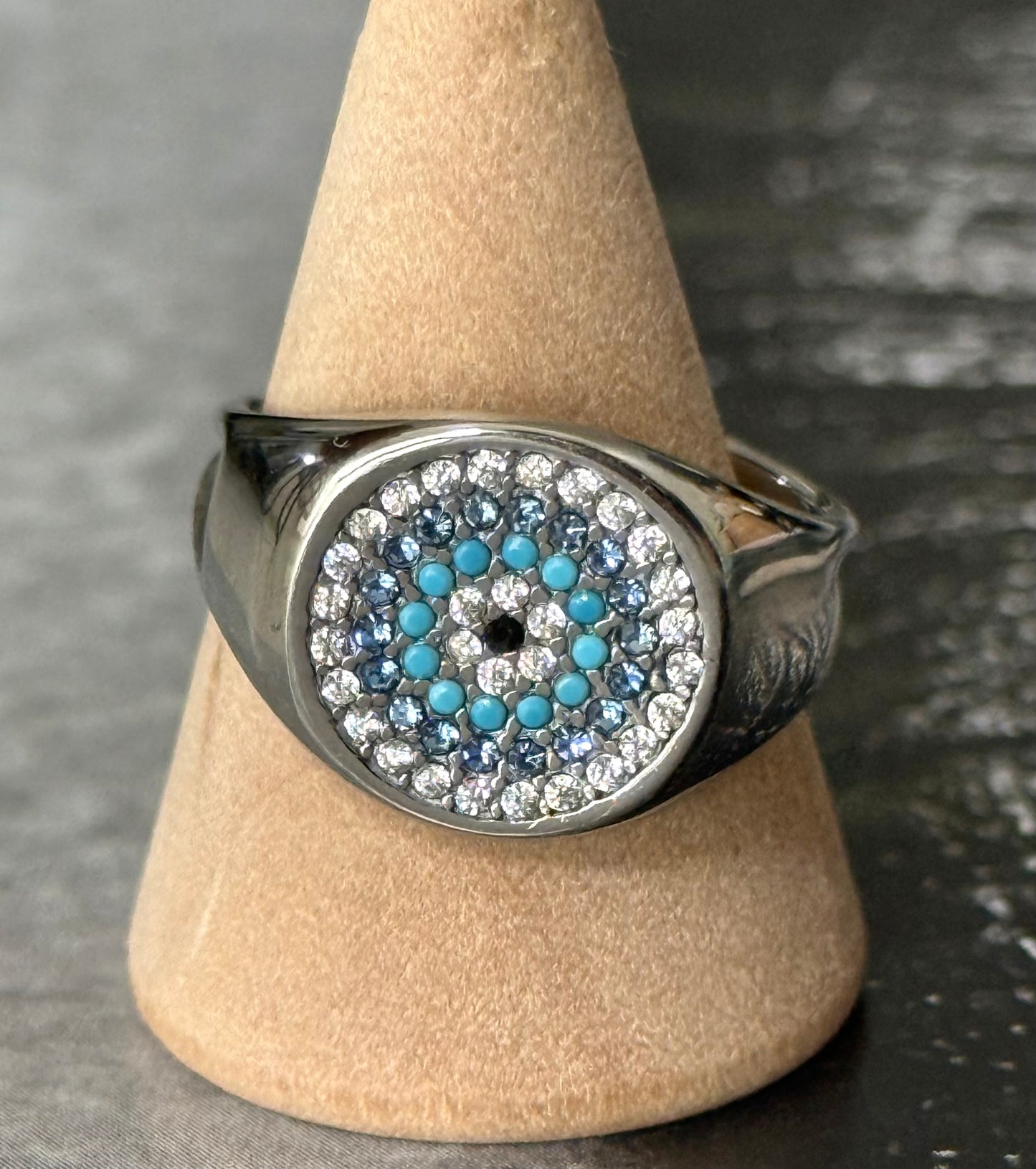 EVIL EYE SILVER GLOW RING