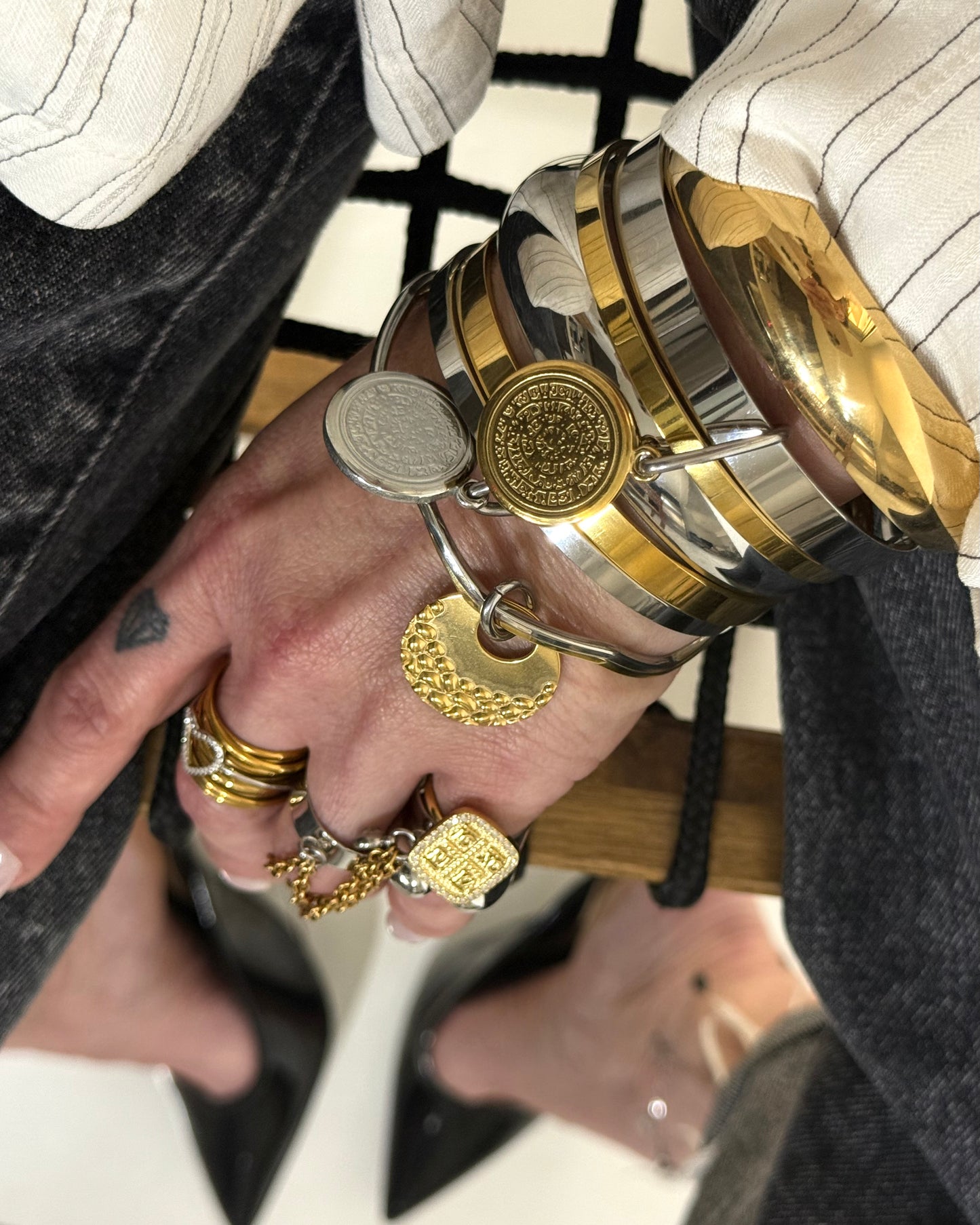 PHAISTOS GOLD DUAL BANGLE
