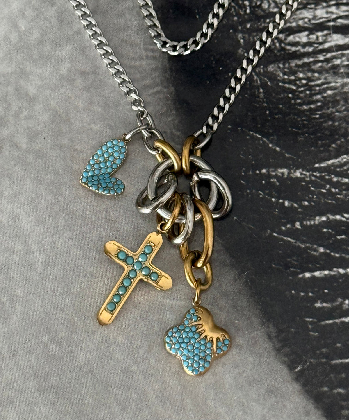 TURQUOISE CHARMS NECKLACE