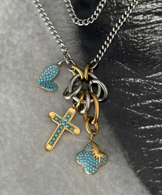 TURQUOISE CHARMS NECKLACE