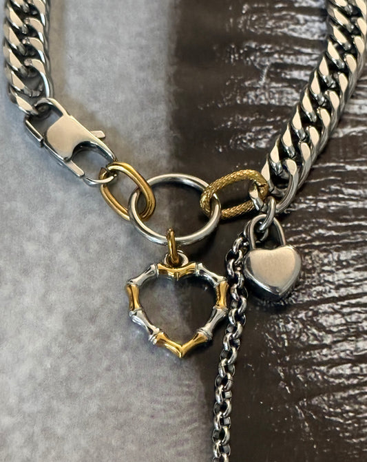 DUAL HEART CHAIN NECKLACE