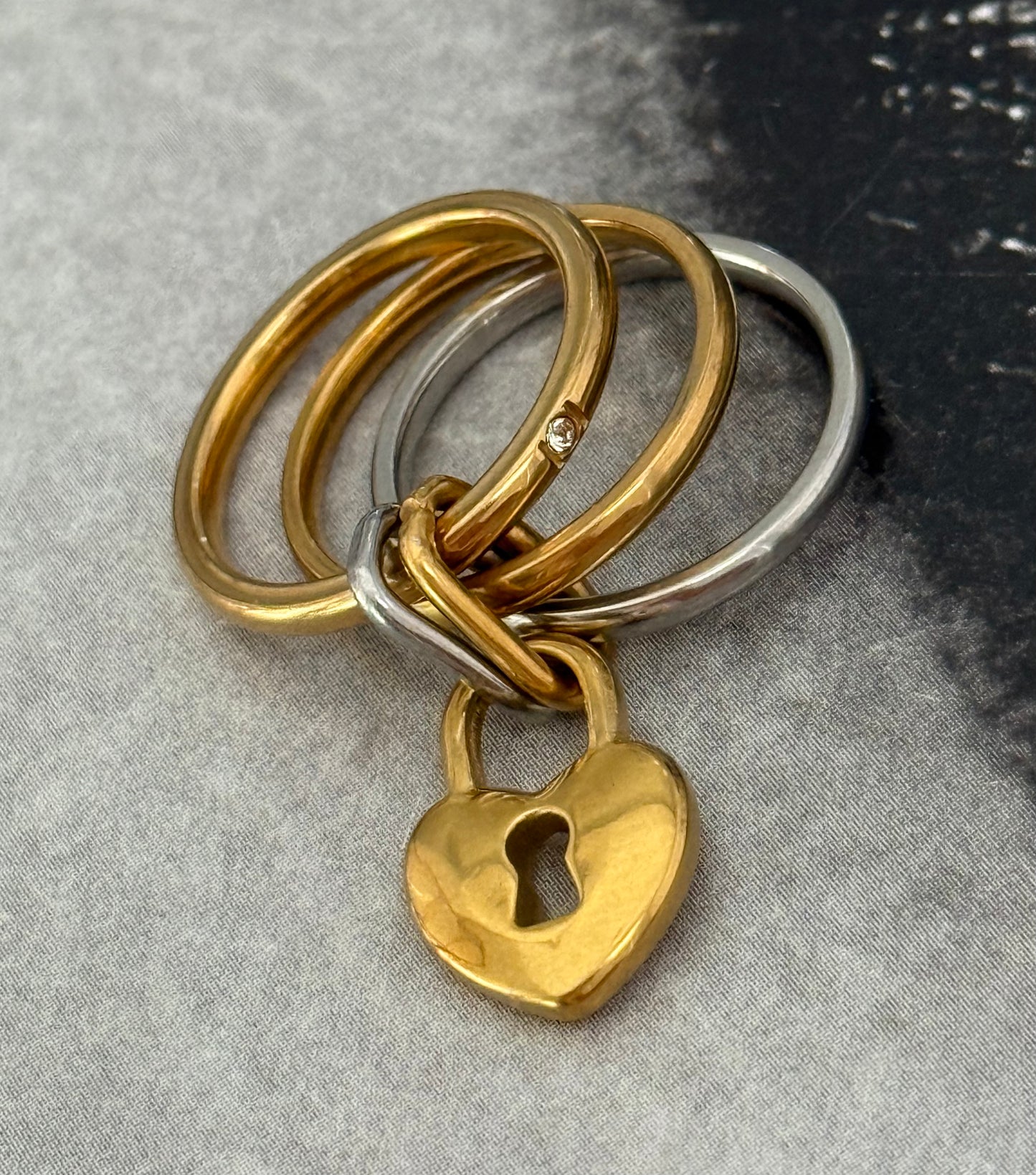 TRIPLE HEARTBEAT RING (SIZE 7)