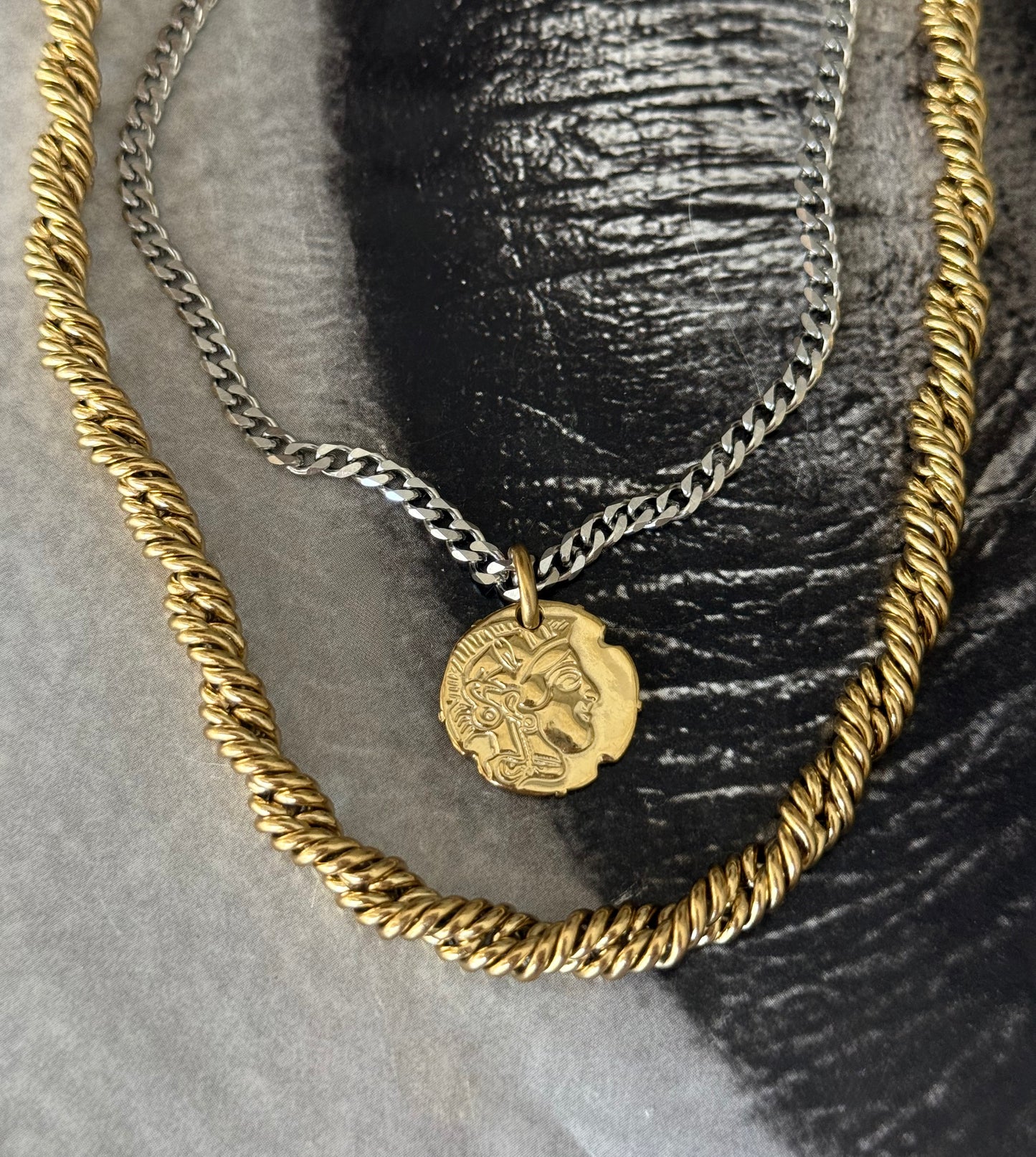 TWISTED COIN DUO NECKLACE