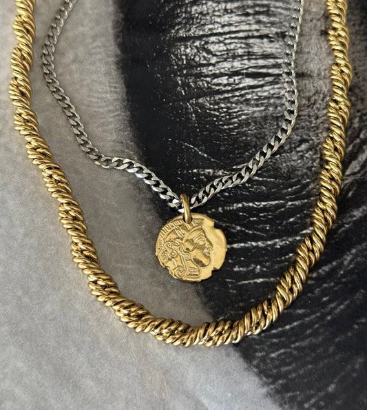 TWISTED COIN DUO NECKLACE