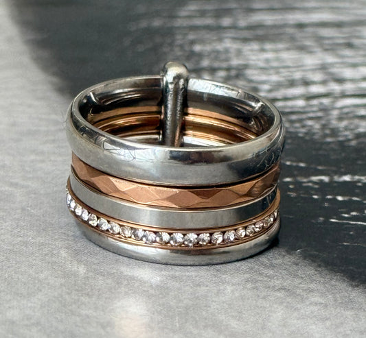 DUO ROSESILVER RING (Size 8)