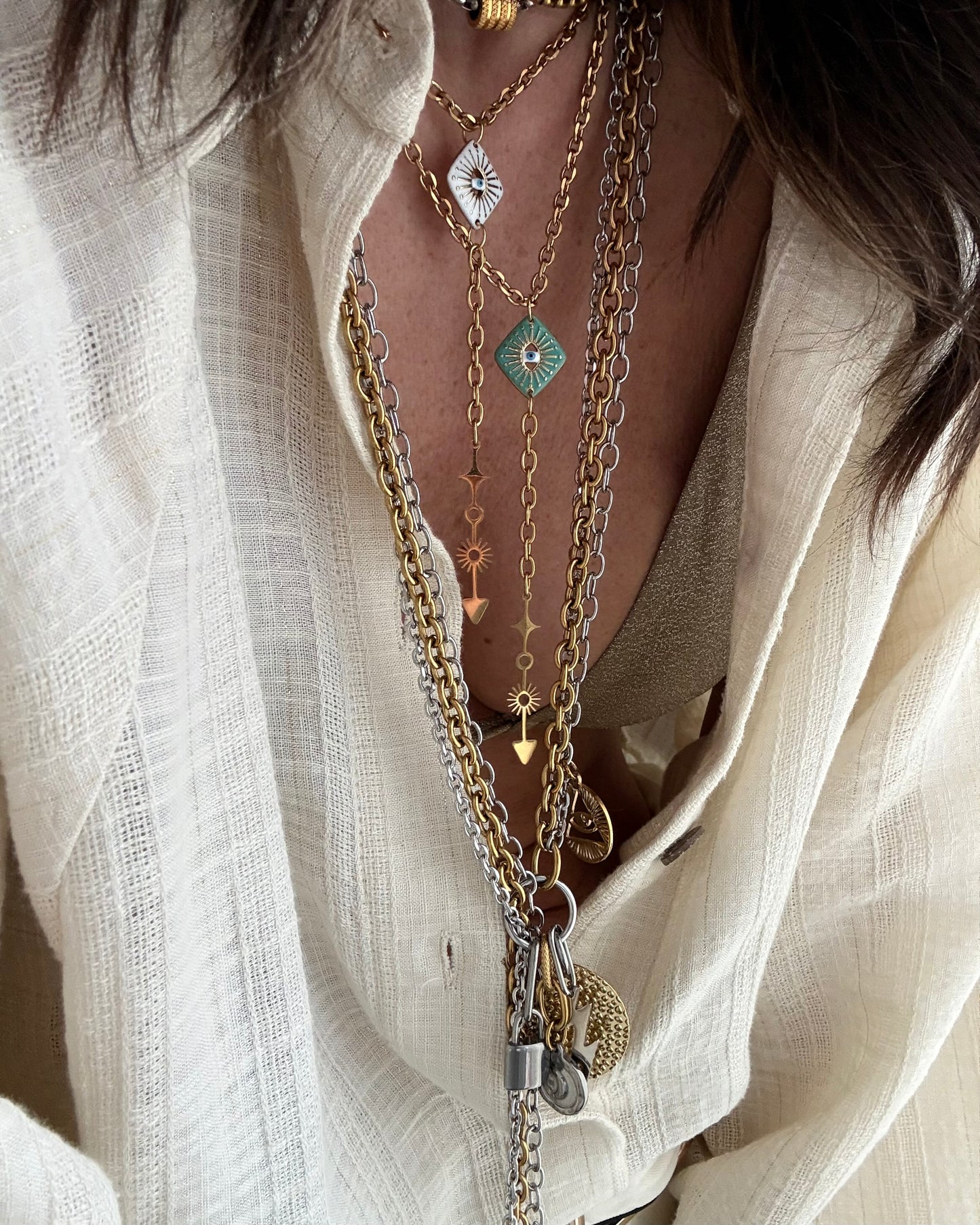 EVIL EYE WHITE NECKLACE