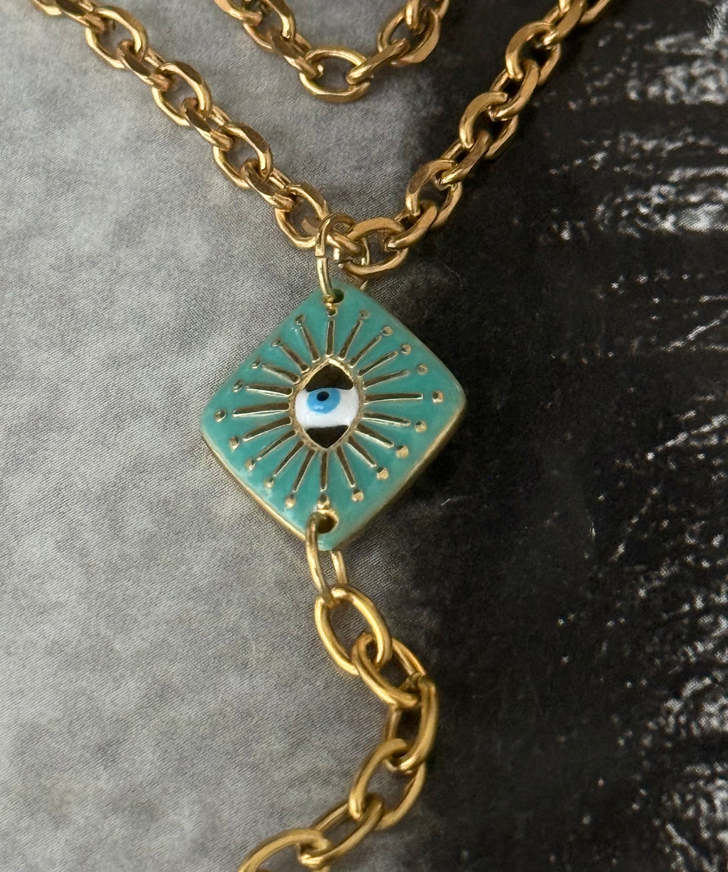 EVIL EYE GREEN NECKLACE