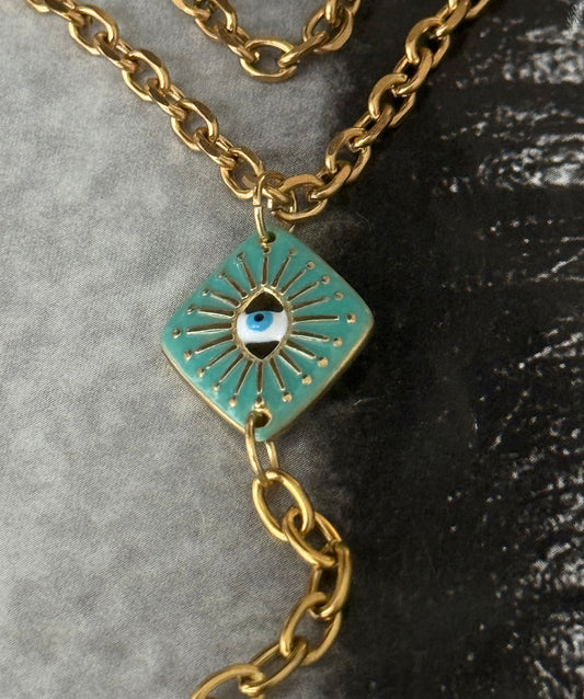 EVIL EYE GREEN NECKLACE