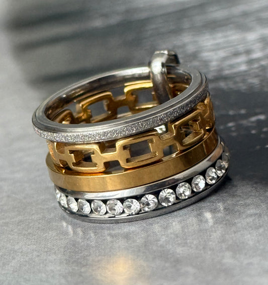 GOLDEN SILVER QUARTER RING (Size 7)