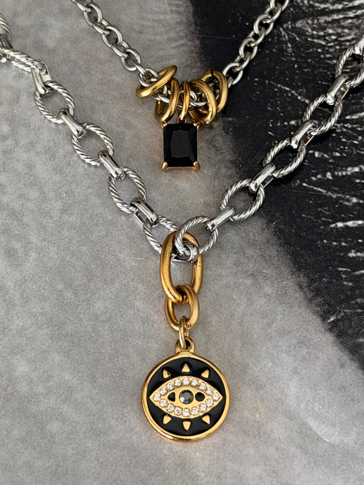 DOUBLE CHAIN EVIL EYE