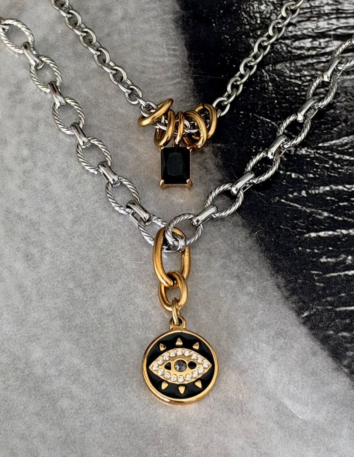 DOUBLE CHAIN EVIL EYE
